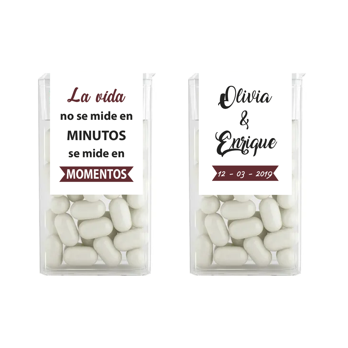 Tic Tac personalizado para bodas - diseño azul testigo