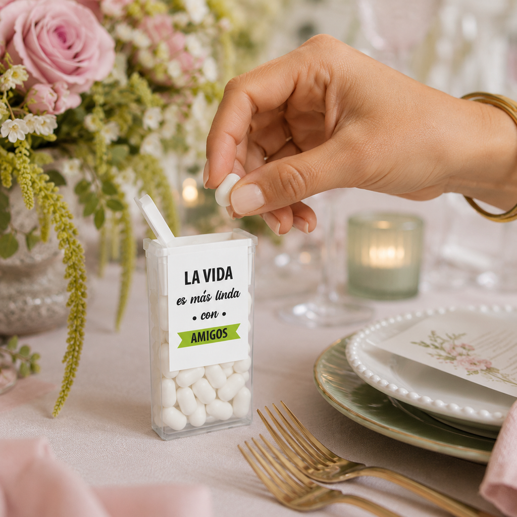 Tic Tac personalizado decoración de mesa boda
