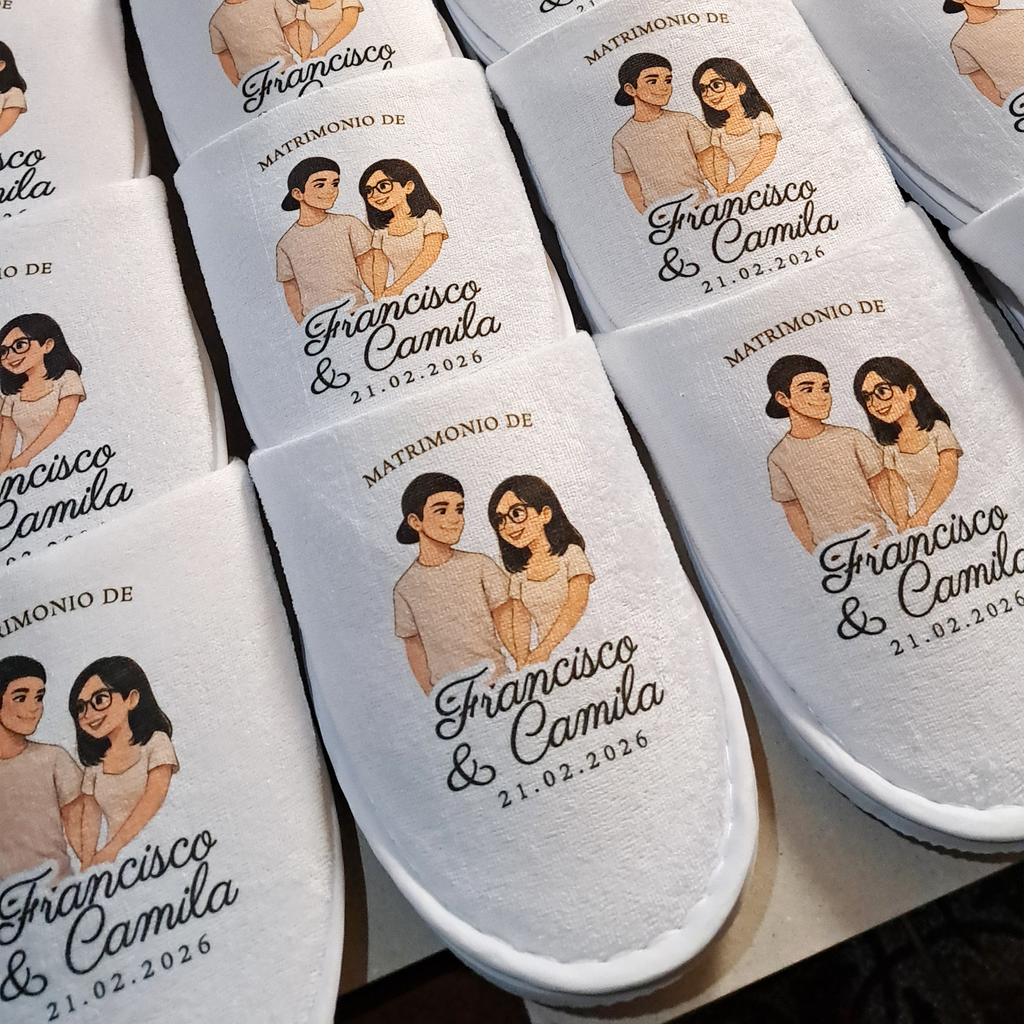 Pack de Pantuflas para Matrimonio con Faja de Papel Kraft