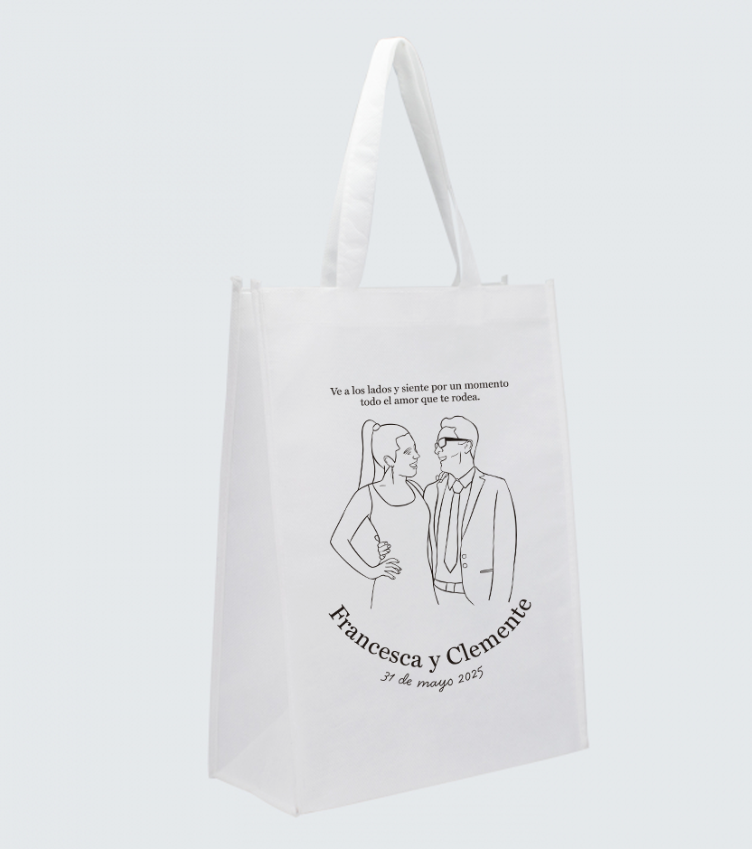 Pack Kits Recuerdo Personalizado para Matrimonio – Bolsas con fuelle + Pantuflas