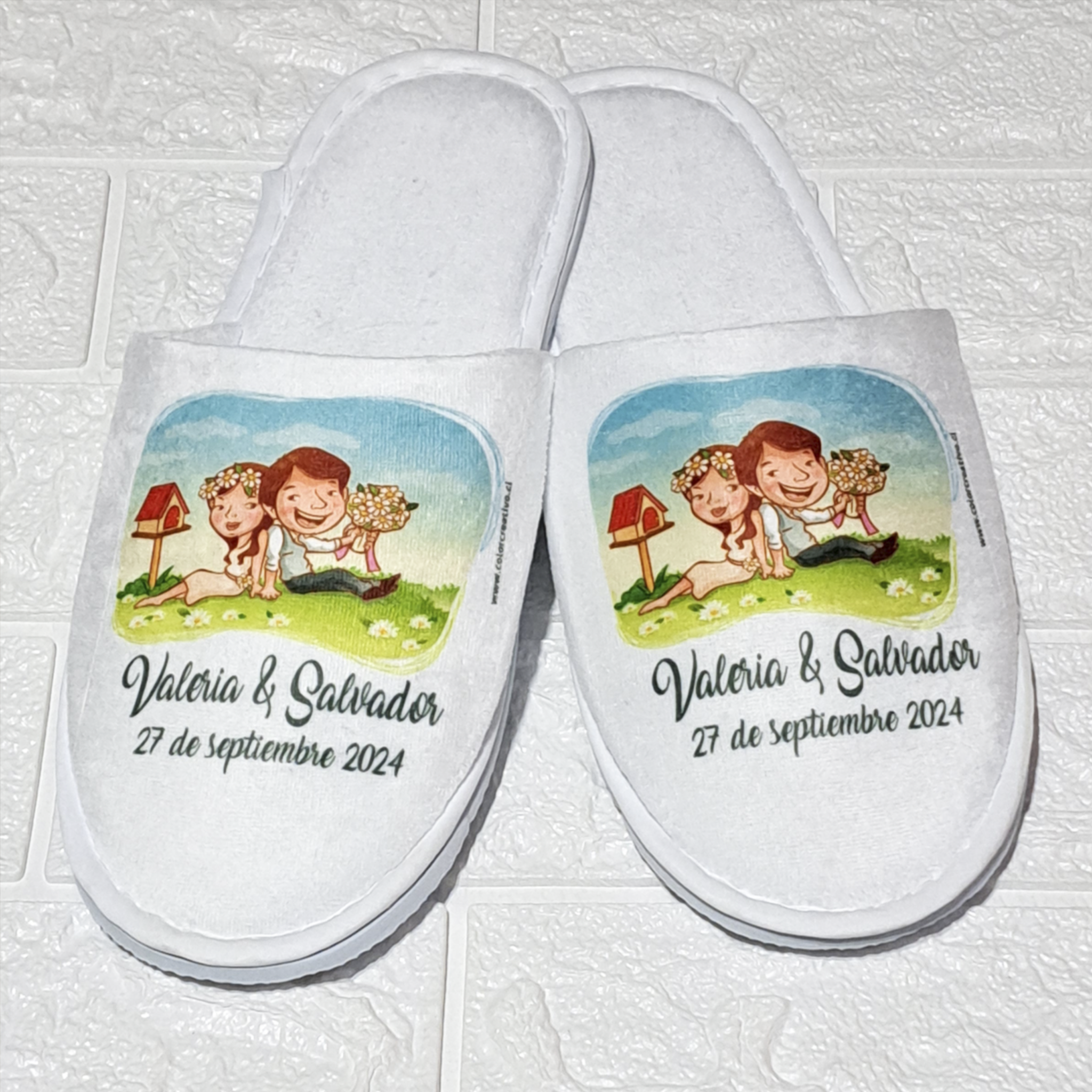 Pack de Pantuflas para Matrimonio con Faja de Papel Kraft