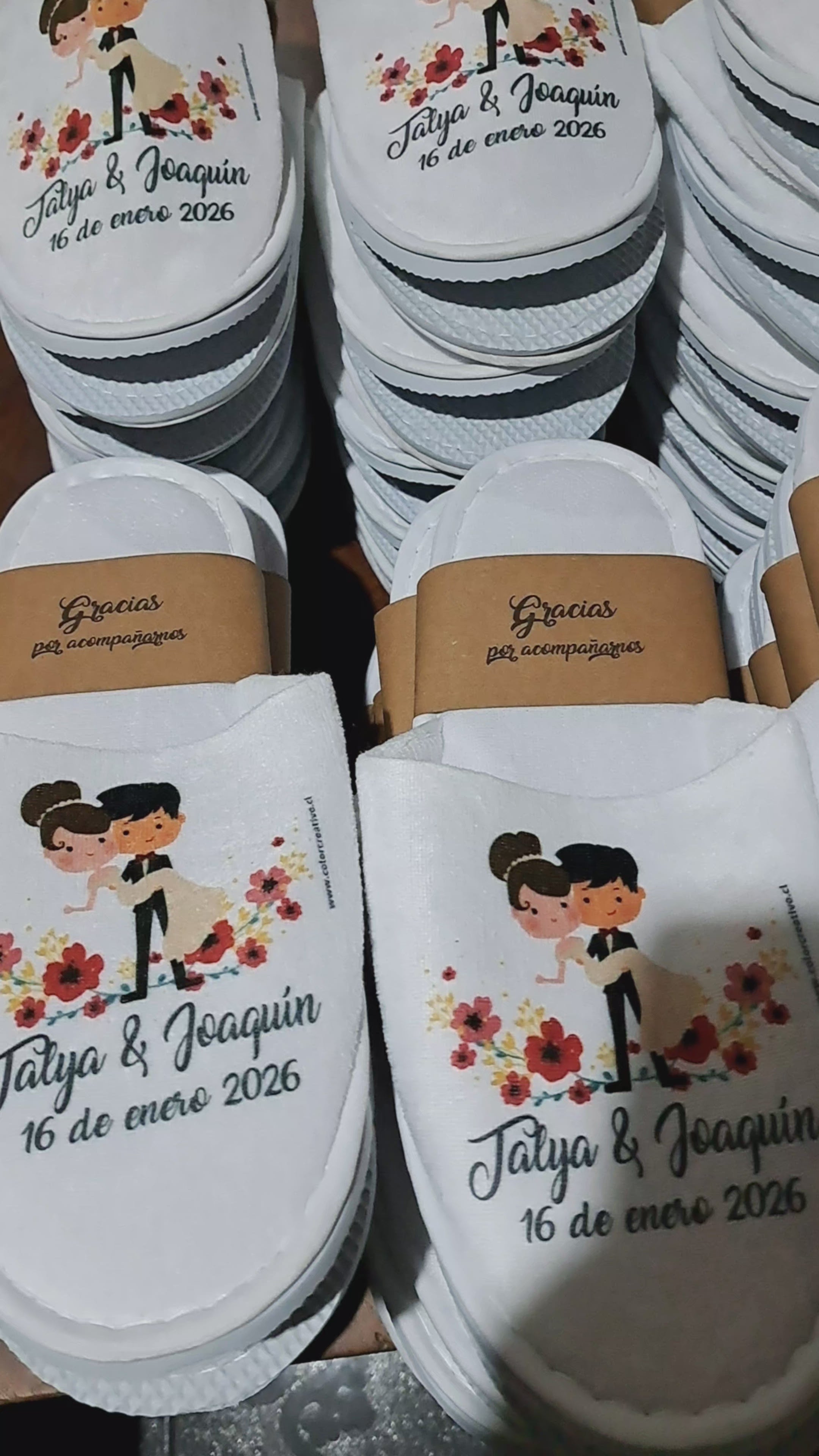 Pack de Pantuflas para Matrimonio con Faja de Papel Kraft